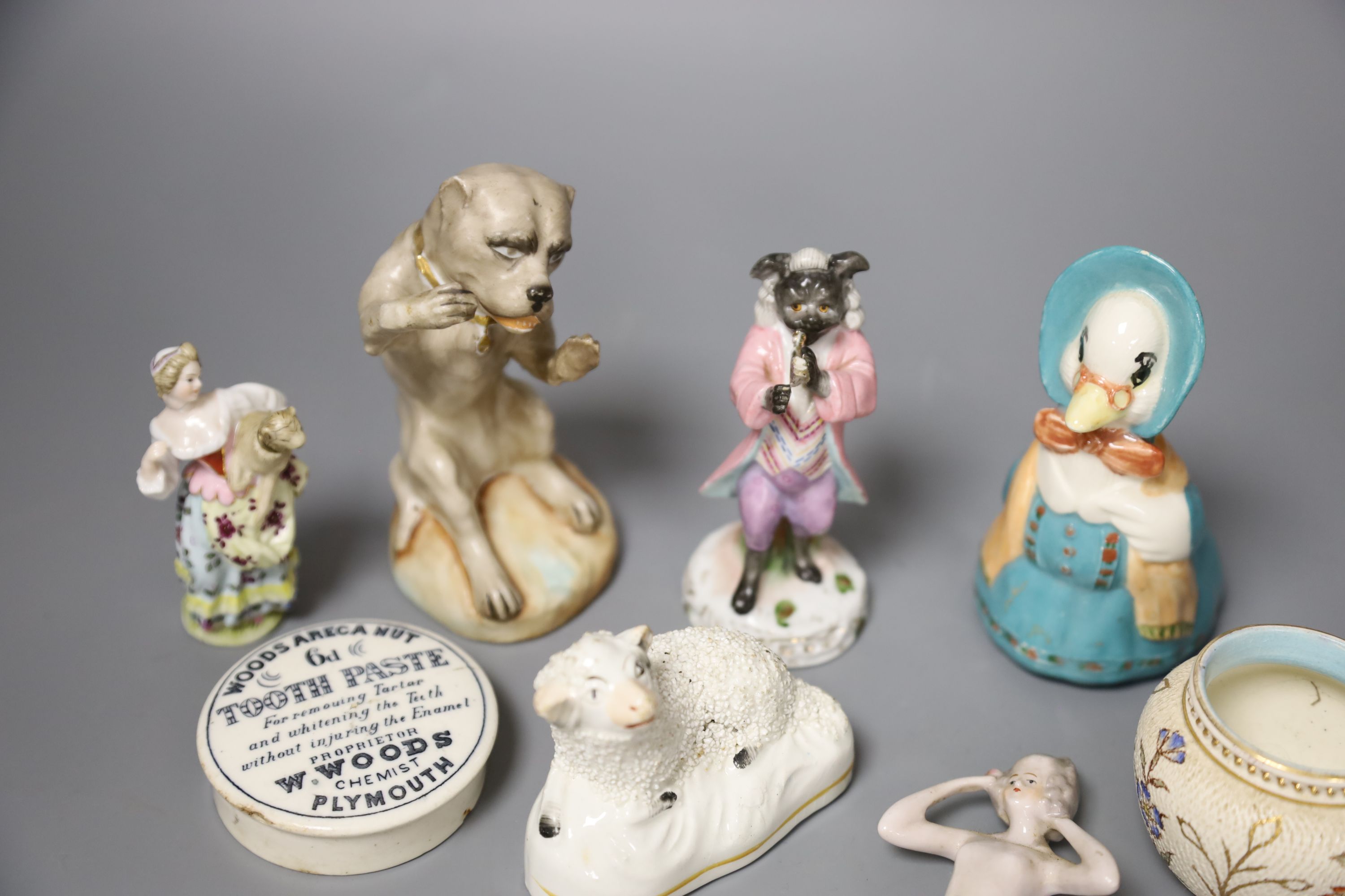 A quantity of Continental porcelain figures, tallest 12cm (8)